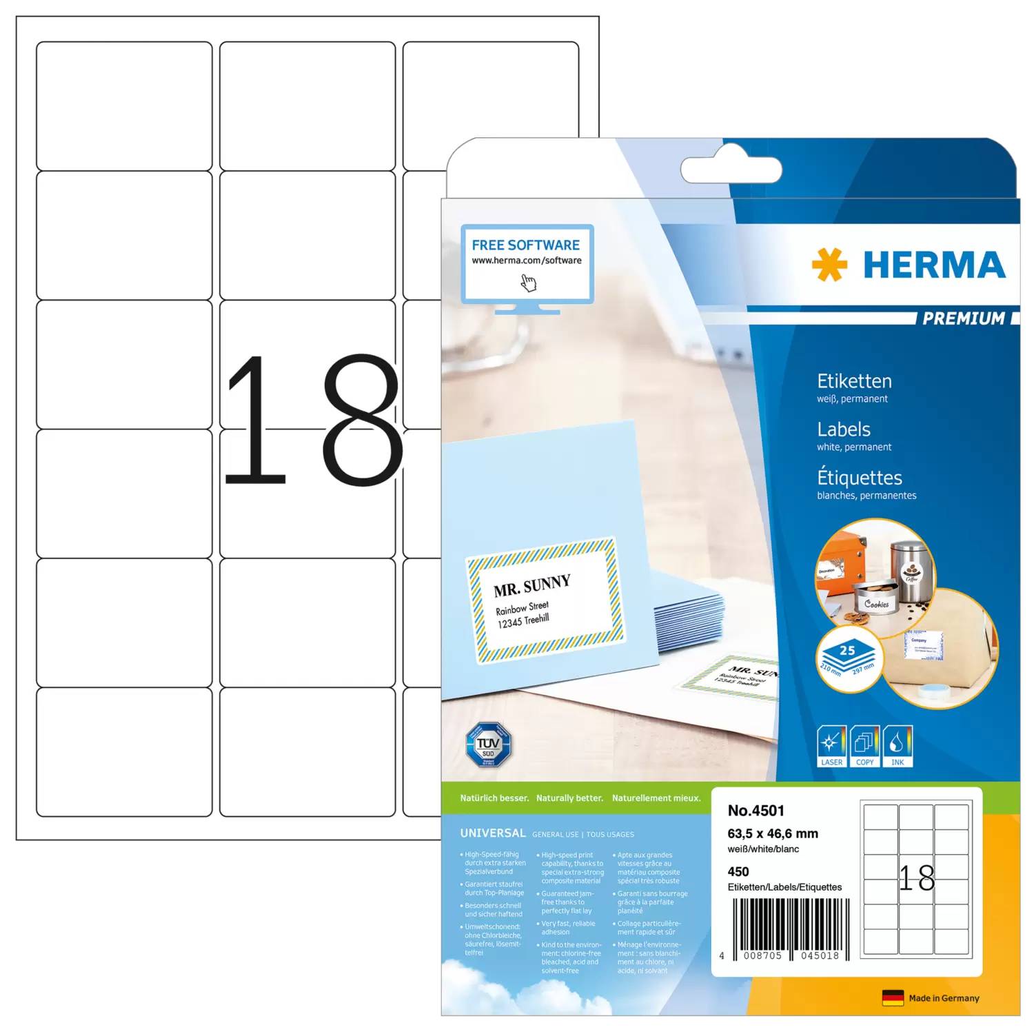 HERMA 4501 etichetta per corrispondenza Bianco-3