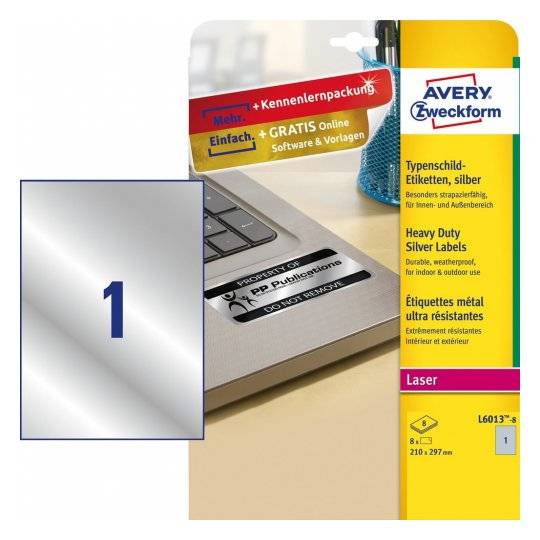 AVERY Nutzform Targhetta Etichette Targhetta Etik.210x297 210,0 x 297,0 mm Argento-2