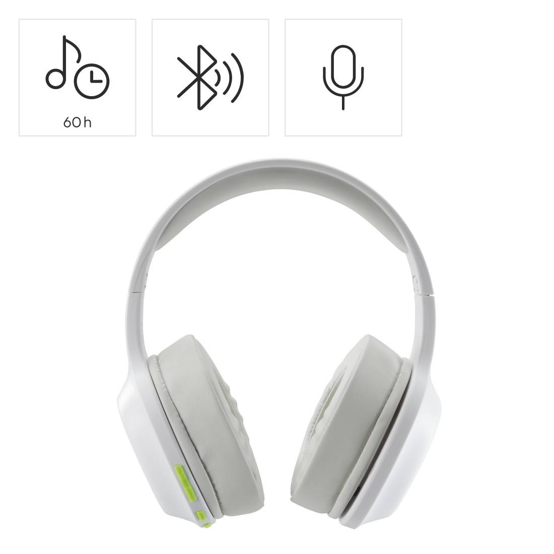 Hama Spirit Calypso II Kopfhörer Kabellos Kopfband Anrufe/Musik Bluetooth Grün - Grau - Weiß (00184177)-1