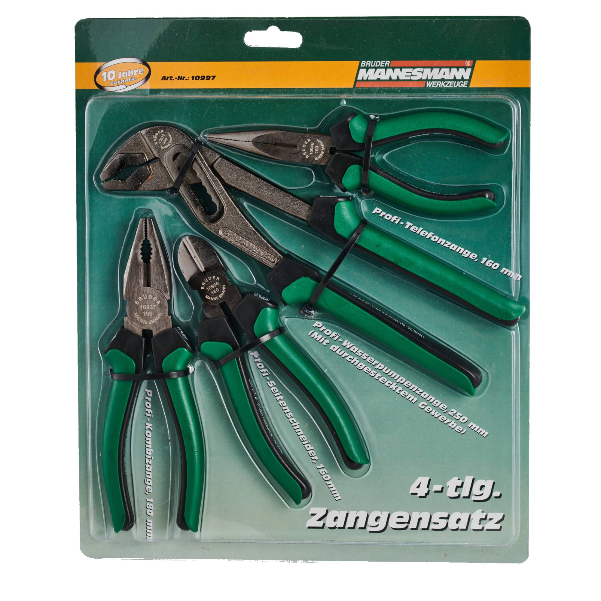 BRÜDER MANNESMANN Profi Zangensatz, 4-teilig Profi-Kombizange 180 mm, Profi-Telefonzange 160 mm, Profi- - 1 Stück (10997