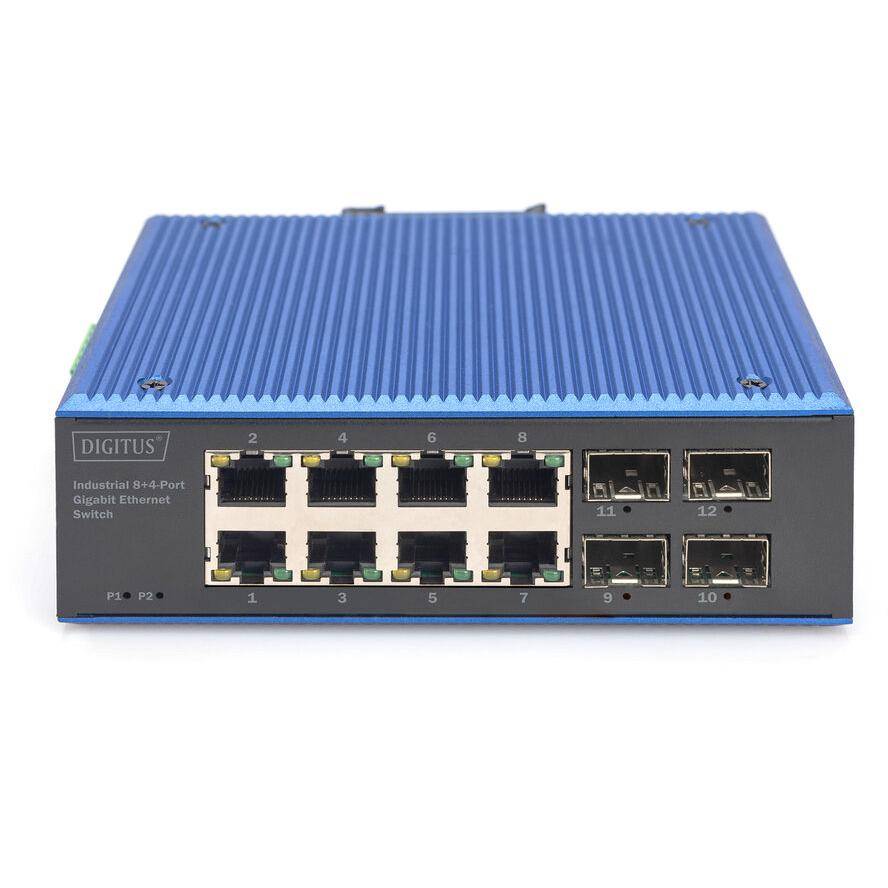 DIGITUS Switch 8+4-Port Gigabit Ethernet/8xRJ45/4xSFP/12-48V-2