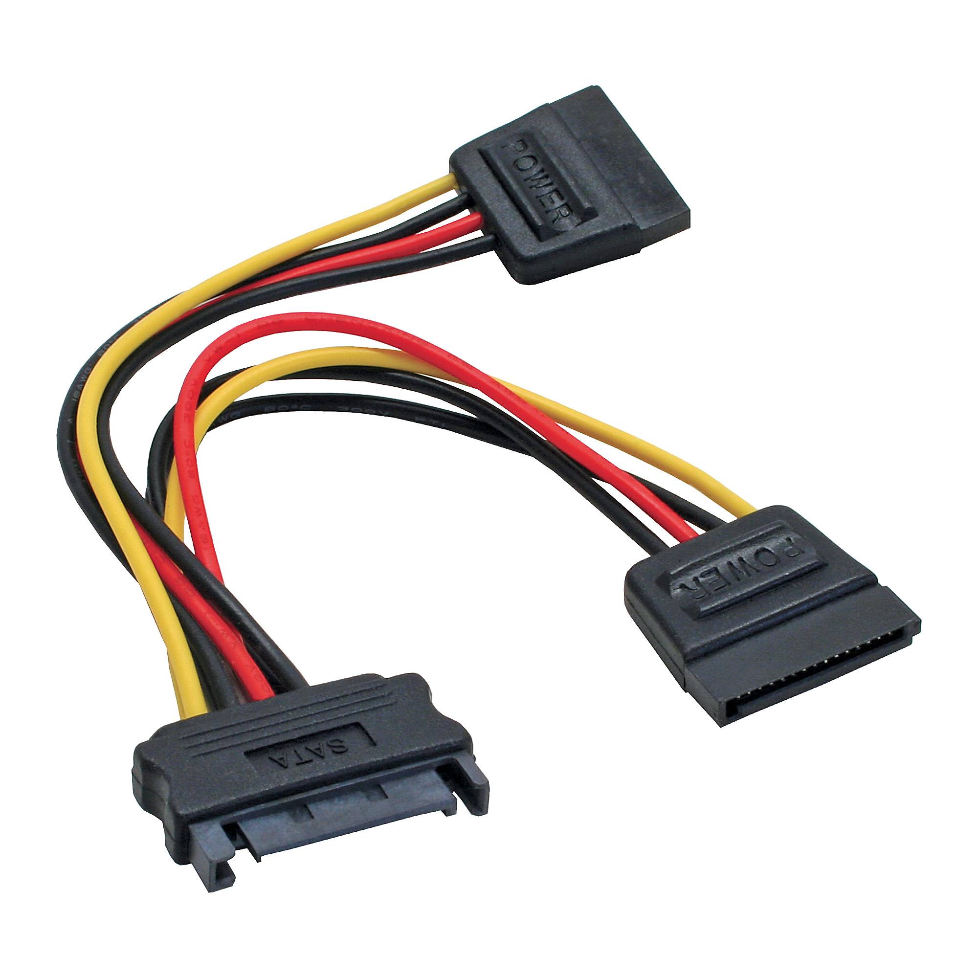 Cavo alimentazione interna da SATA 15 pin maschio a 2x SATA 15 pin femmina, 0,15m-0