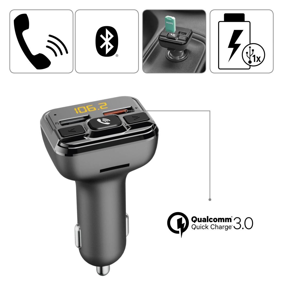 Hama 00014165 trasmettitore FM 87,6 - 107,9 MHz Accendisigari Argento (Hama 00014165 FM-sender 87,6 - 107,9 M)-1