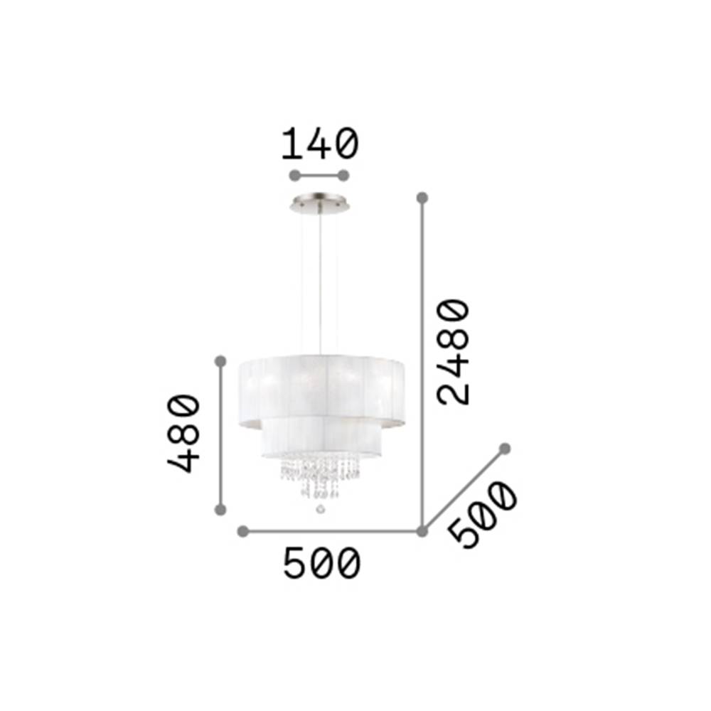 Lampadario Classico Opera Vetro,Tessuto,Cristalloistallo Bianco 4 Luci E27-1