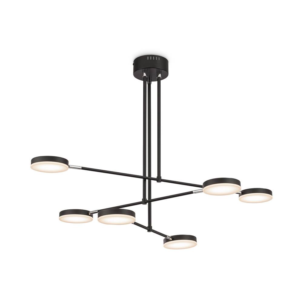 Lampadario A Sospensione Moderno Fad Metallo Nero Acrilico 6 Luci Led 40W-0