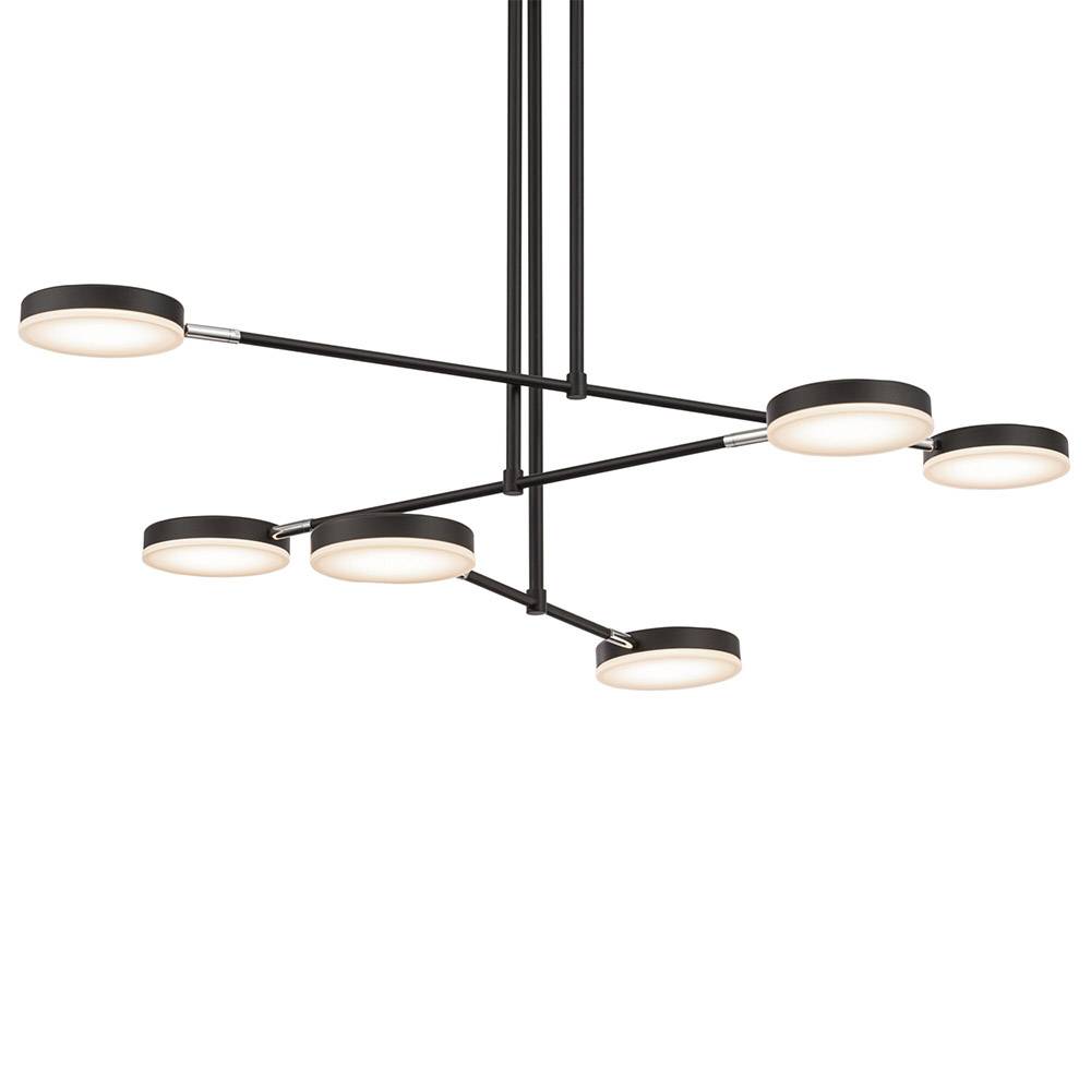 Lampadario A Sospensione Moderno Fad Metallo Nero Acrilico 6 Luci Led 40W-1