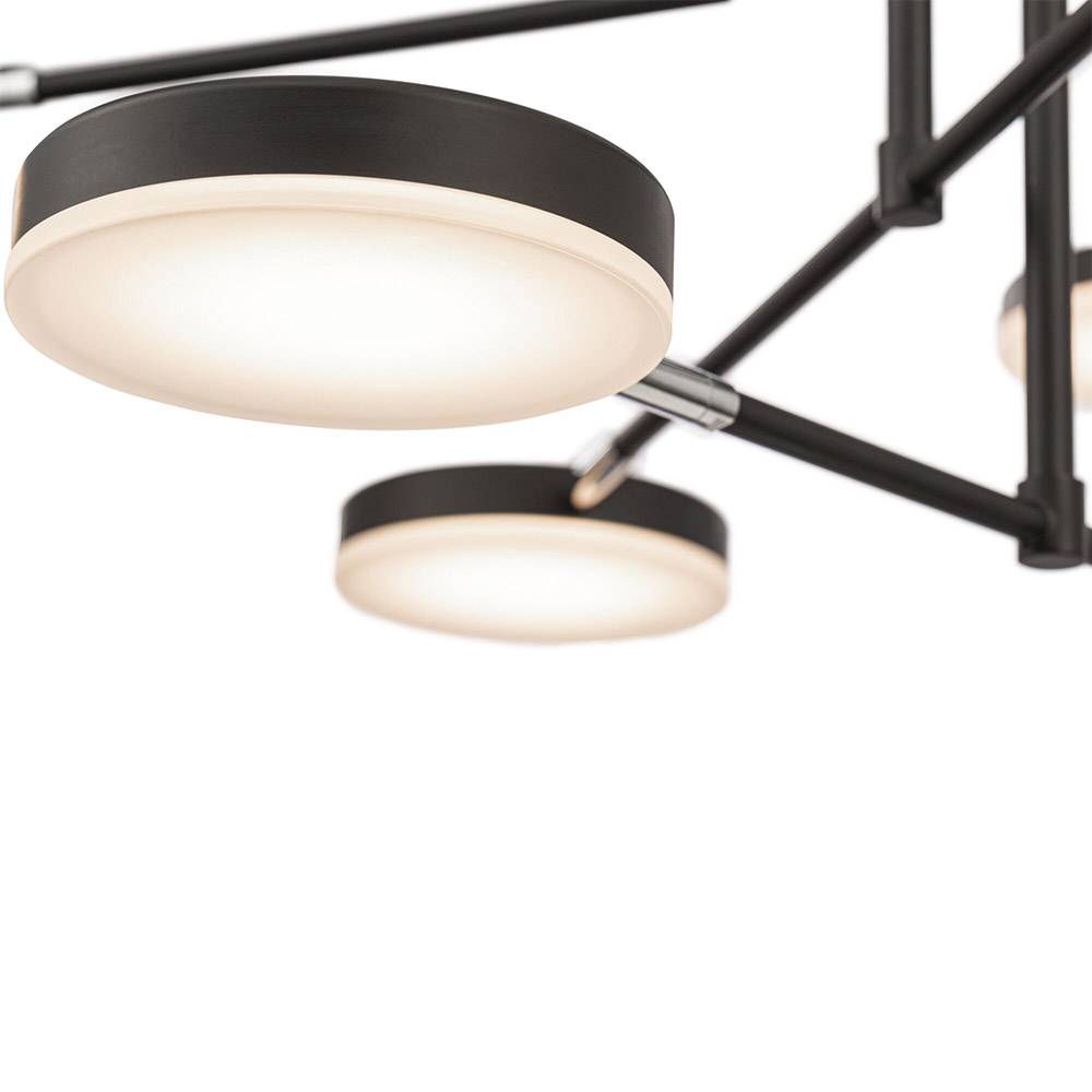 Lampadario A Sospensione Moderno Fad Metallo Nero Acrilico 6 Luci Led 40W-2