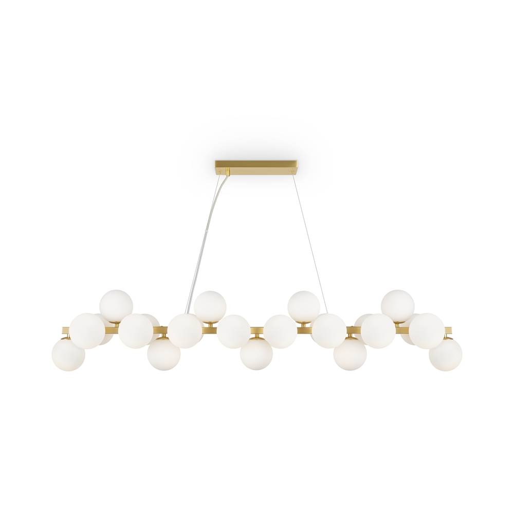 Lampadario Contemporaneo Dallas Metallo Oro E Bianco 25 Luci Diffusori Vetro-0