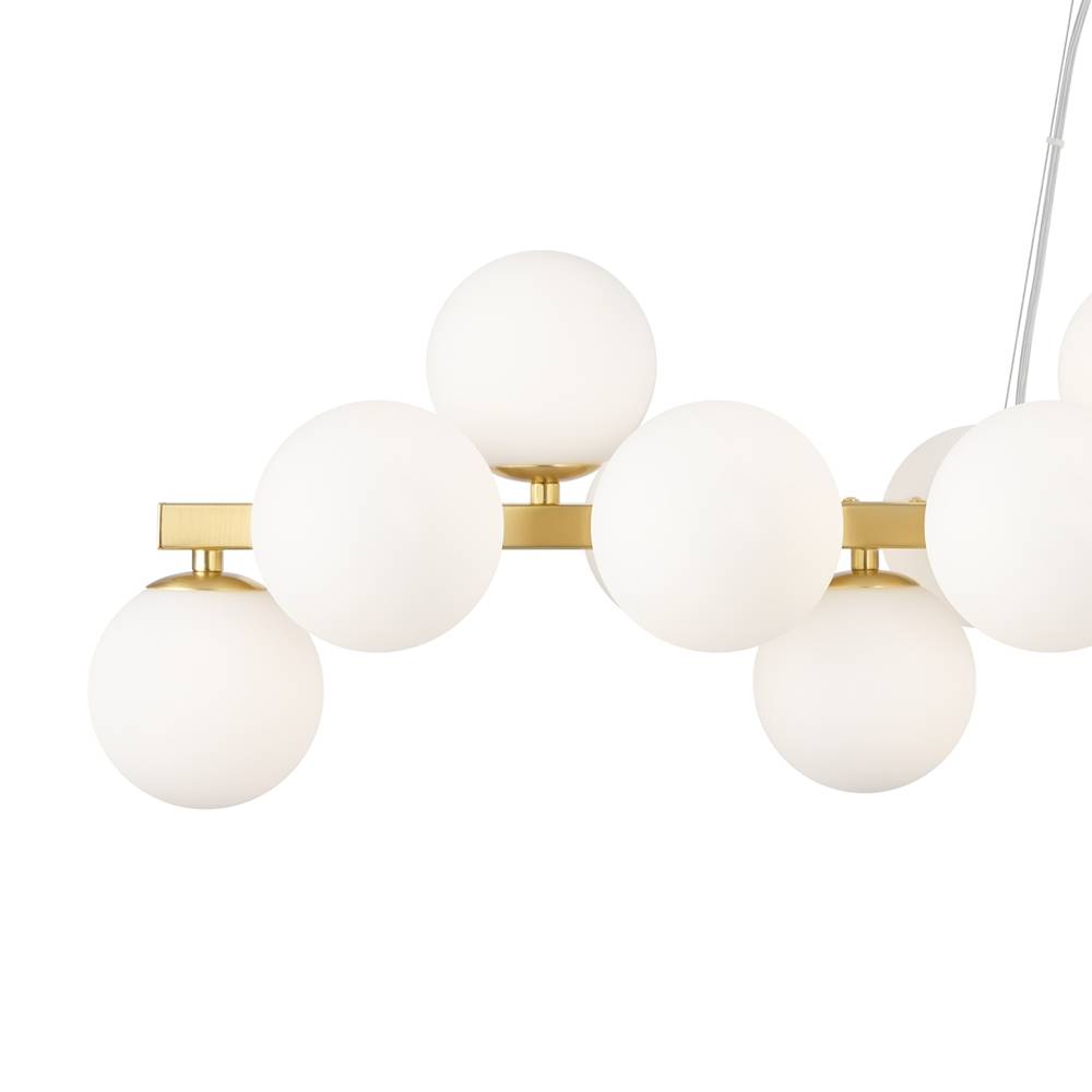 Lampadario Contemporaneo Dallas Metallo Oro E Bianco 25 Luci Diffusori Vetro-1