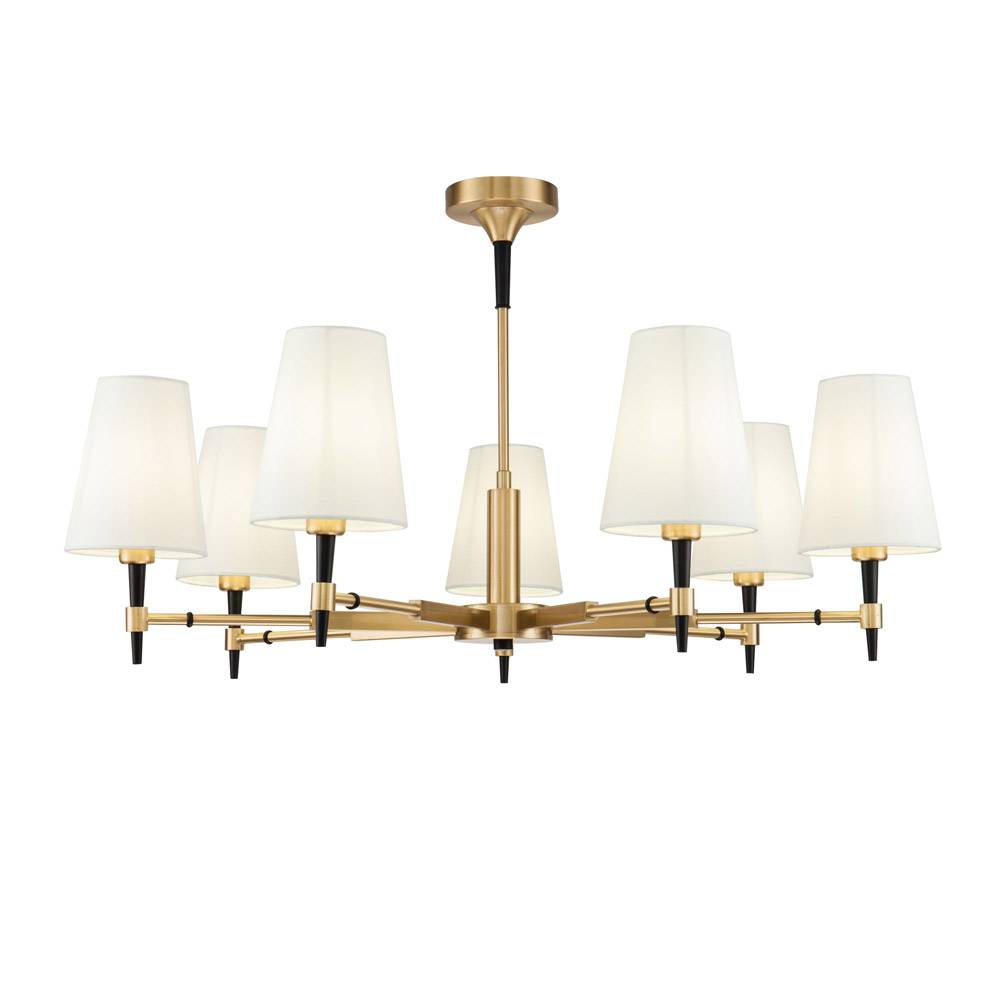 Lampadario Contemporaneo Zaragoza Metallo Ottone 7 Luci Diffusori In Pvc Bianchi-0