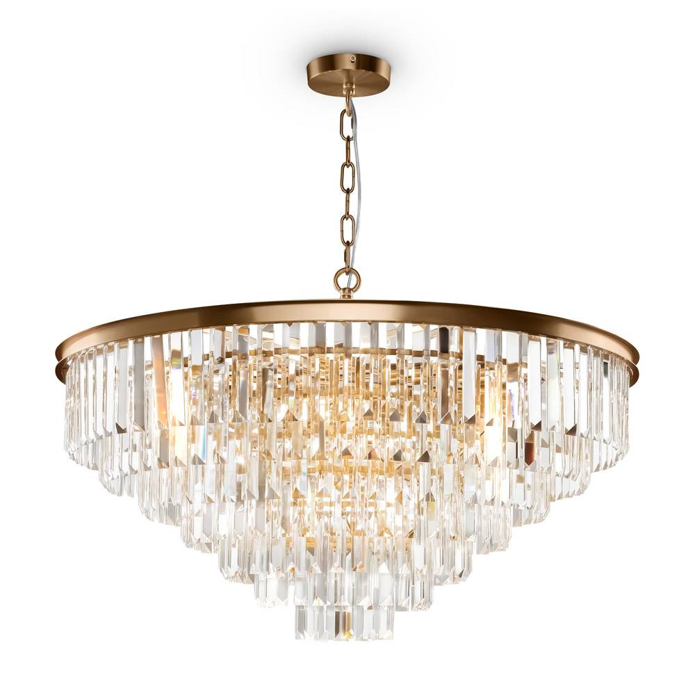 Lampadario Contemporaneo Revero Metallo Ottone 16 Luci Diffusori Vetro-0