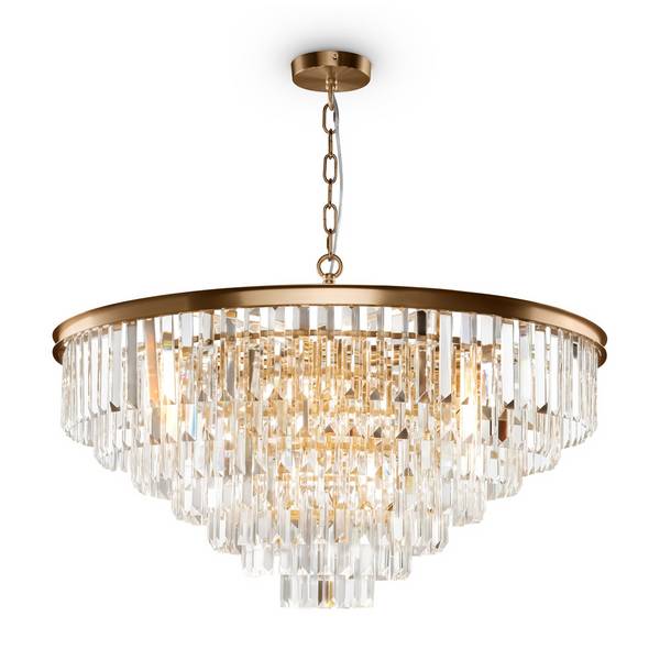 Lampadario Contemporaneo Revero Metallo Ottone 16 Luci Diffusori Vetro
