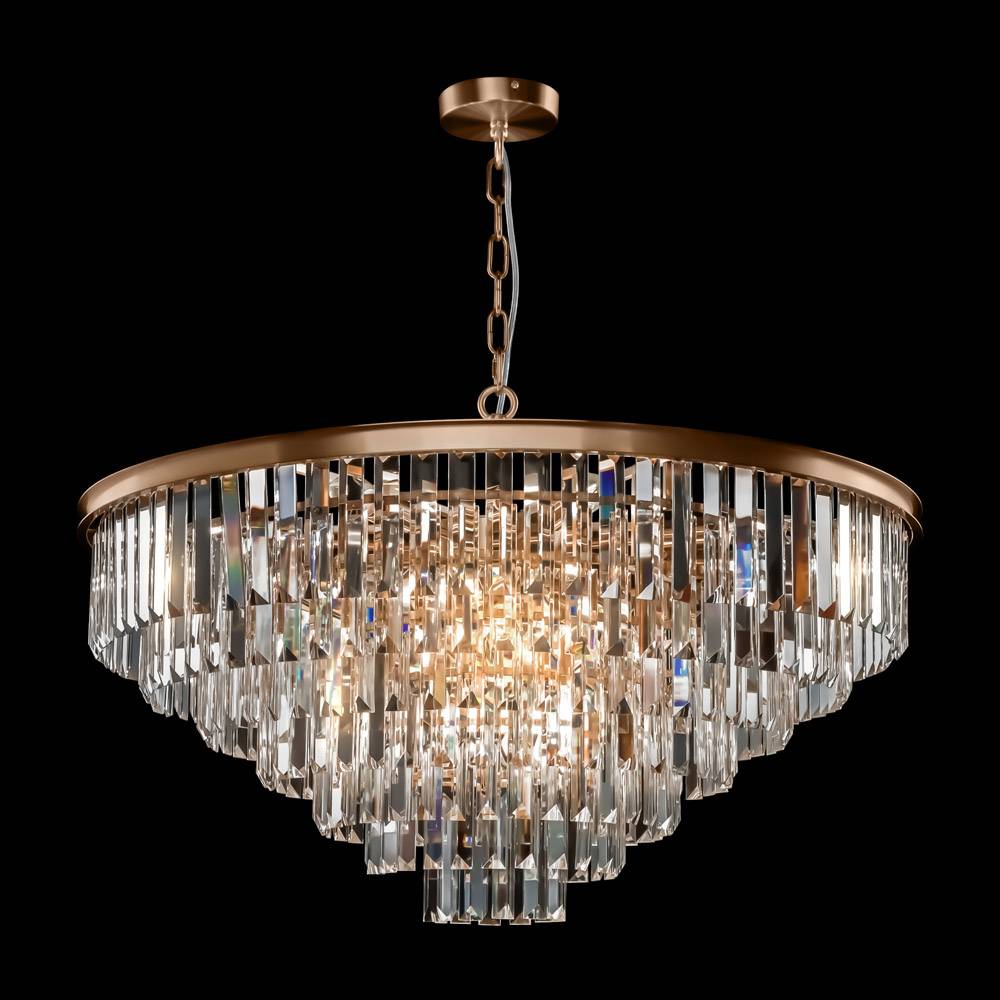 Lampadario Contemporaneo Revero Metallo Ottone 16 Luci Diffusori Vetro-1