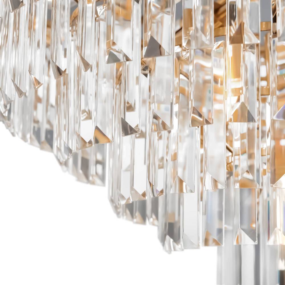 Lampadario Contemporaneo Revero Metallo Ottone 16 Luci Diffusori Vetro-2