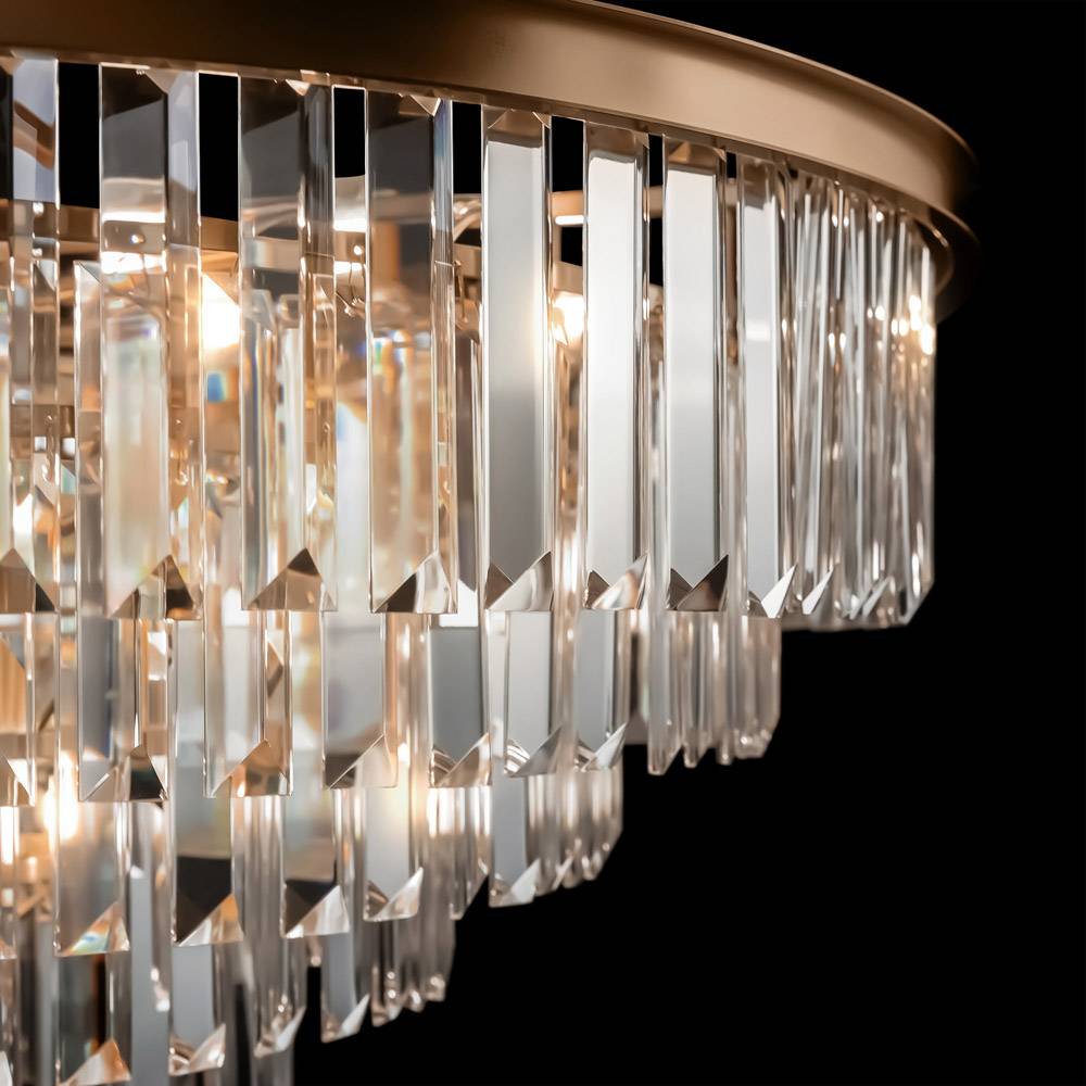 Lampadario Contemporaneo Revero Metallo Ottone 16 Luci Diffusori Vetro-3