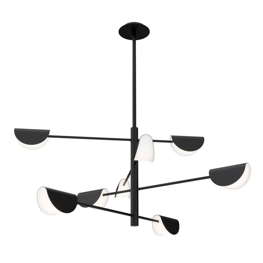 Lampadario A Sospensione Moderno Mollis Metallo Nero Acrilico 8 Luci G9 7W-0