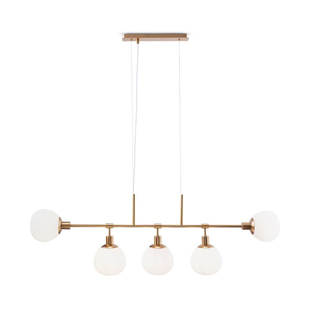 Lampadario Sospensione Erich Metallo Oro Rosa 5 Luci E Diffusori Bianchi-0