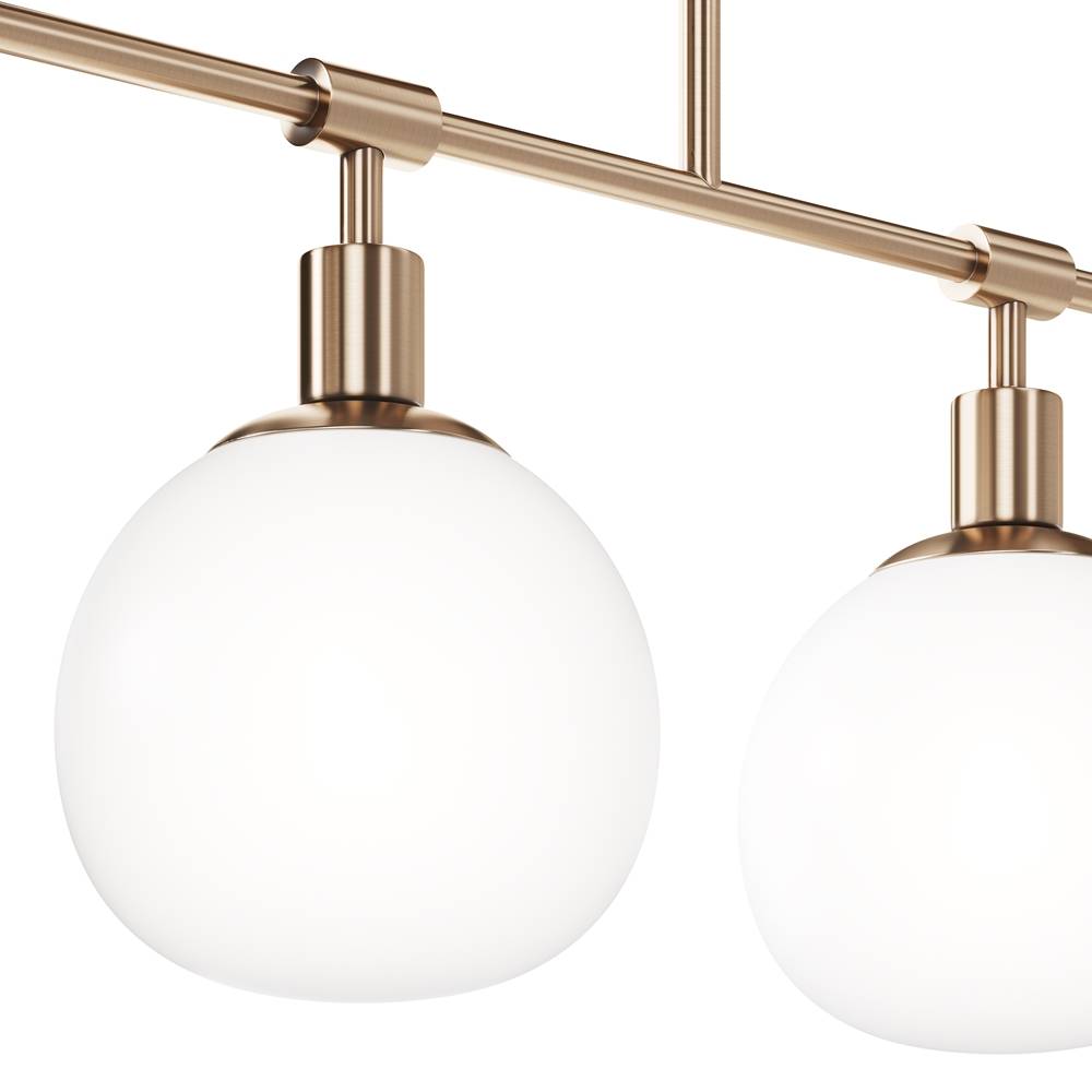 Lampadario Sospensione Erich Metallo Oro Rosa 5 Luci E Diffusori Bianchi-1
