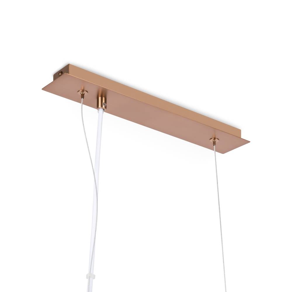 Lampadario Sospensione Erich Metallo Oro Rosa 5 Luci E Diffusori Bianchi-3