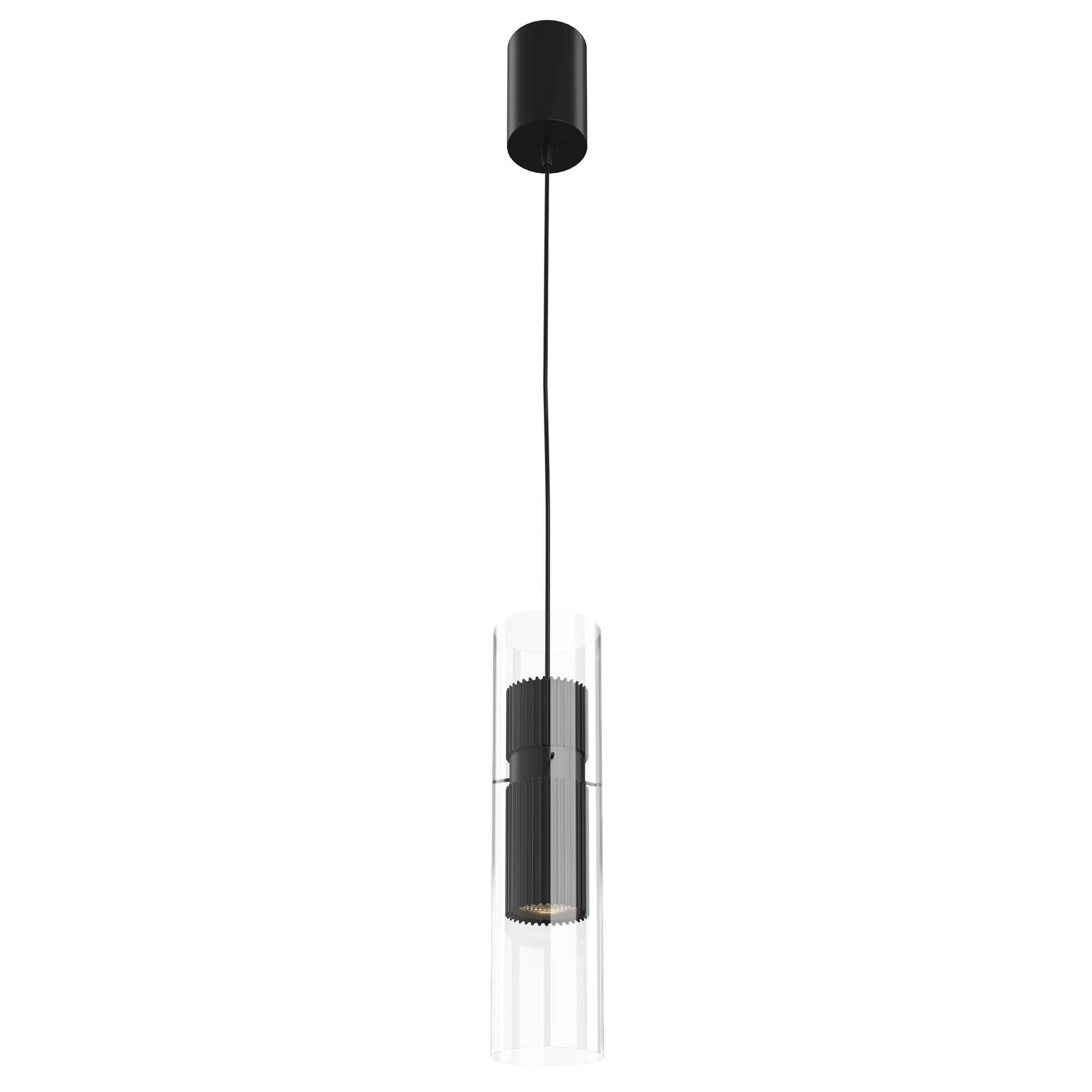 Lampadario A Sospensione Moderno Dynamics Alluminio Nero Vetro 1 Luce Gu10 50W-0