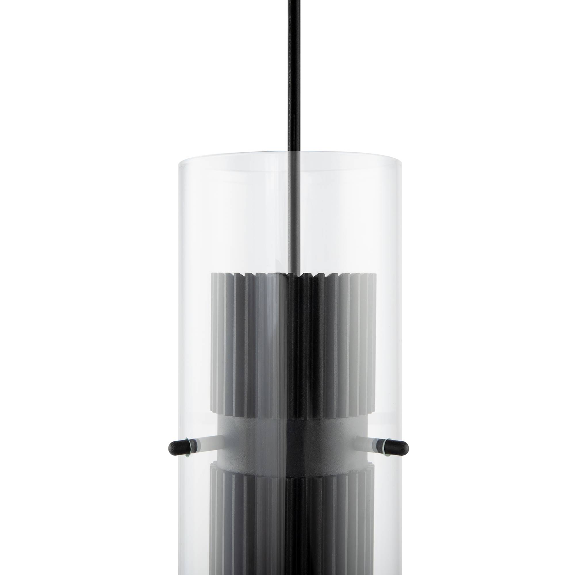 Lampadario A Sospensione Moderno Dynamics Alluminio Nero Vetro 1 Luce Gu10 50W-1