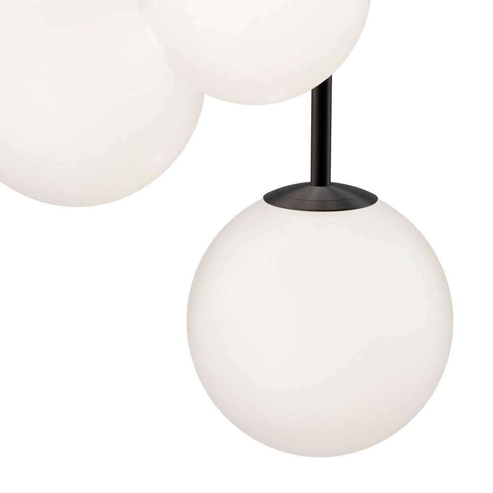 Lampadario Minimal Basic Form In Metallo Nero 3 Luci E Diffusori Bianchi-3