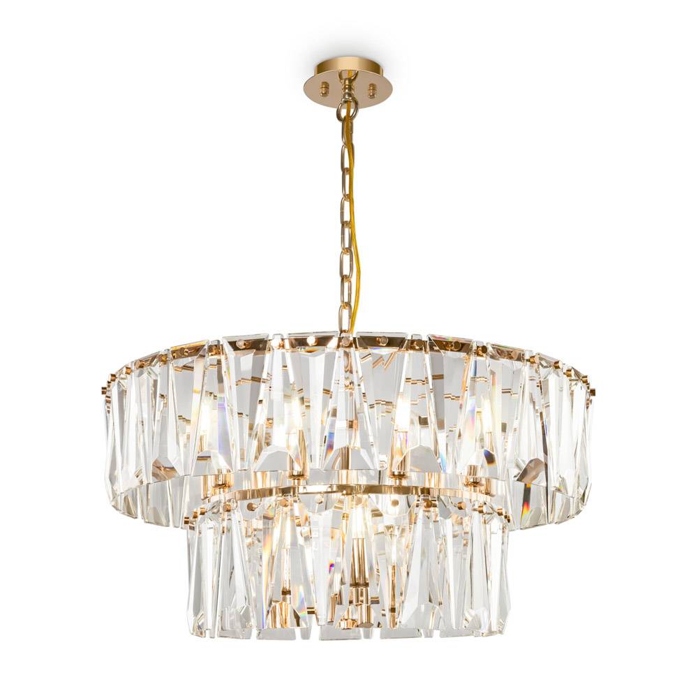 Lampadario Contemporaneo Puntes Metallo Oro 12 Luci Diffusori Vetro-0
