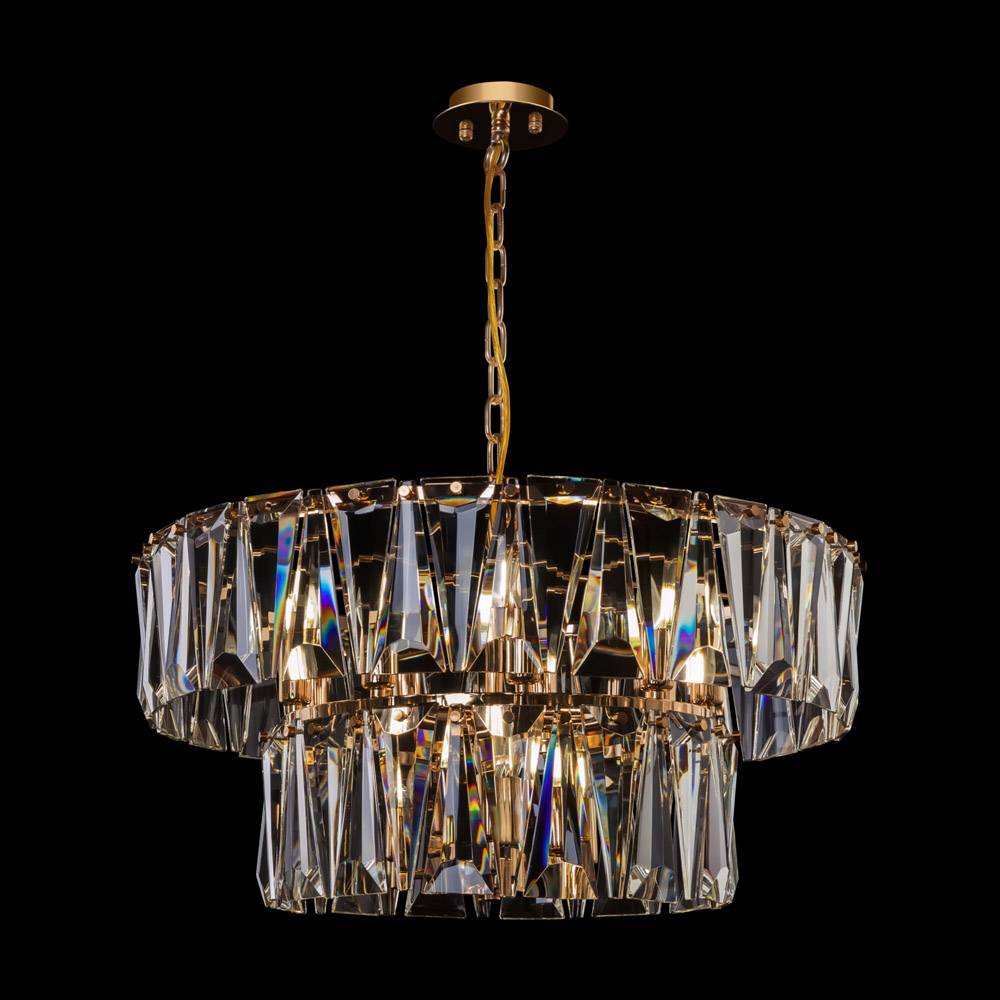 Lampadario Contemporaneo Puntes Metallo Oro 12 Luci Diffusori Vetro-1
