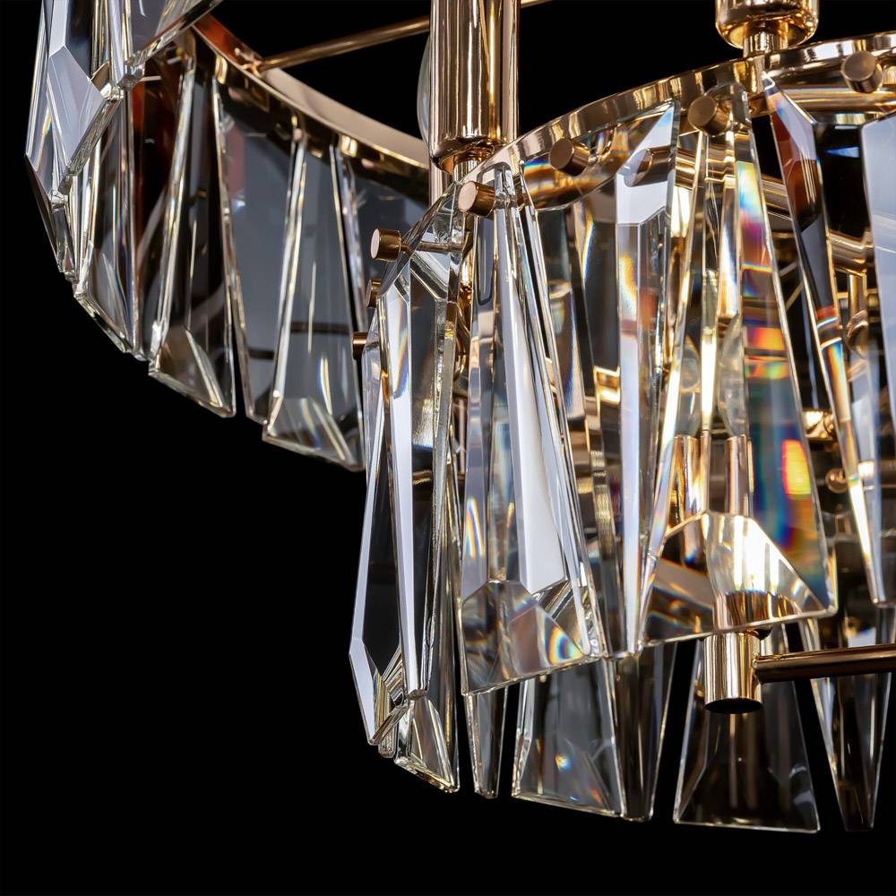 Lampadario Contemporaneo Puntes Metallo Oro 12 Luci Diffusori Vetro-4