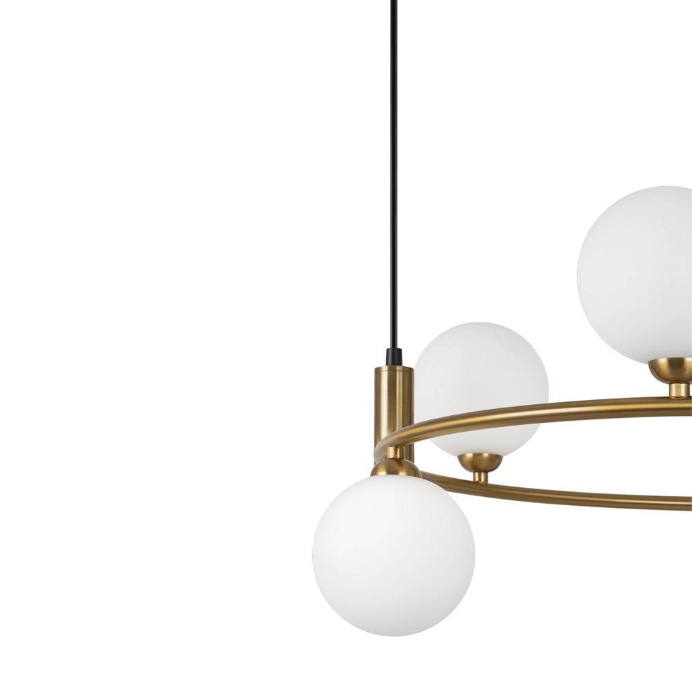 Lampadario Contemporaneo Ring Struttura E Rosone Metallo Ottone 6 Luci-1