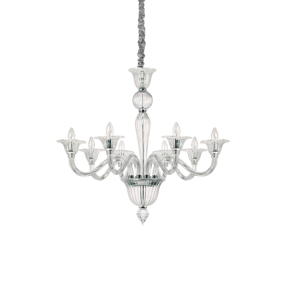 Lampadario Classico Brigitta Vetro Trasparente 8 Luci E14-0