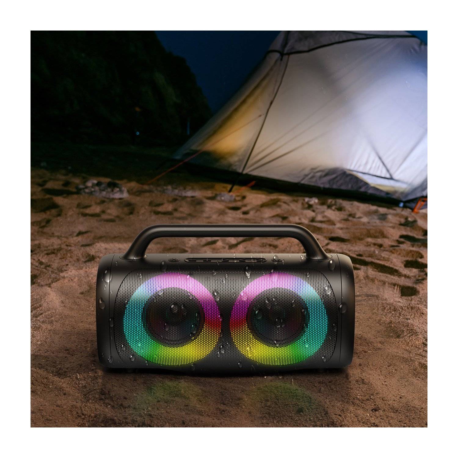 Altoparlante Bluetooth wireless 5.1 con illuminazione LED nera-1