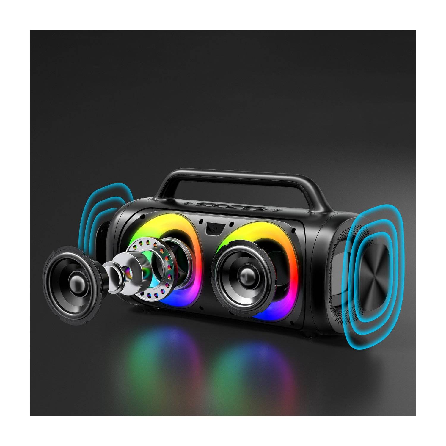 Altoparlante Bluetooth wireless 5.1 con illuminazione LED nera-2