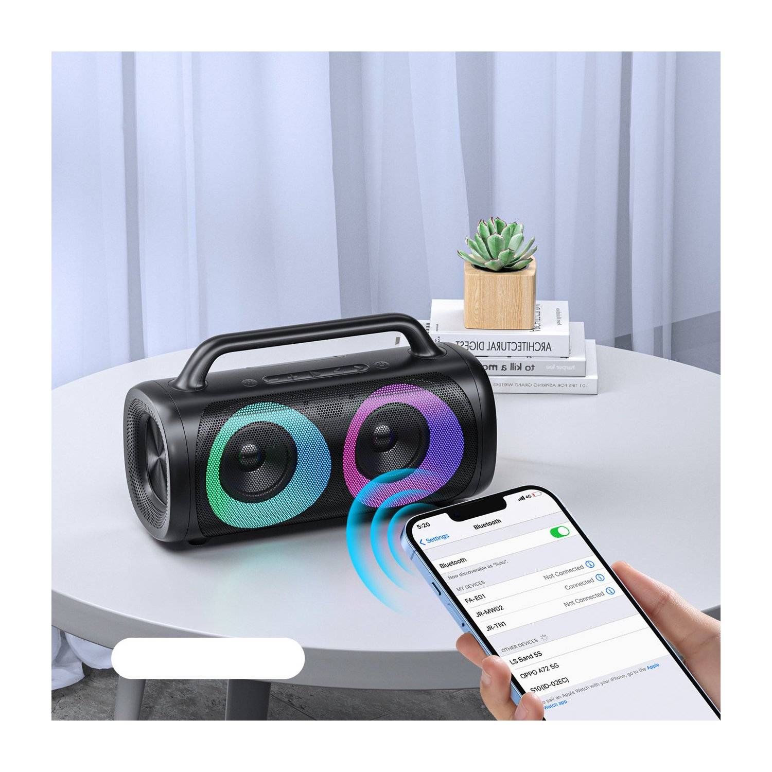 Altoparlante Bluetooth wireless 5.1 con illuminazione LED nera-3