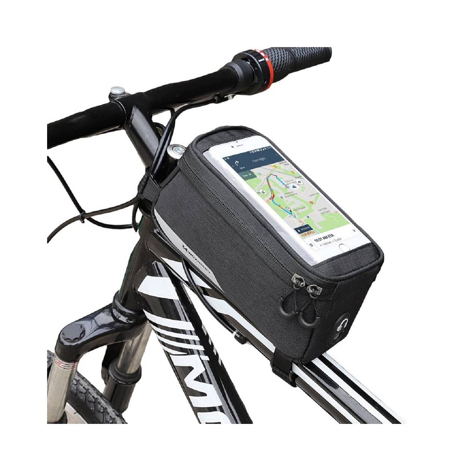 Borsa da telaio per bicicletta custodia per cellulare fino a 6,5 ​​pollici Borsa per cellulare da 1 litro nera (WBB6BK)-1