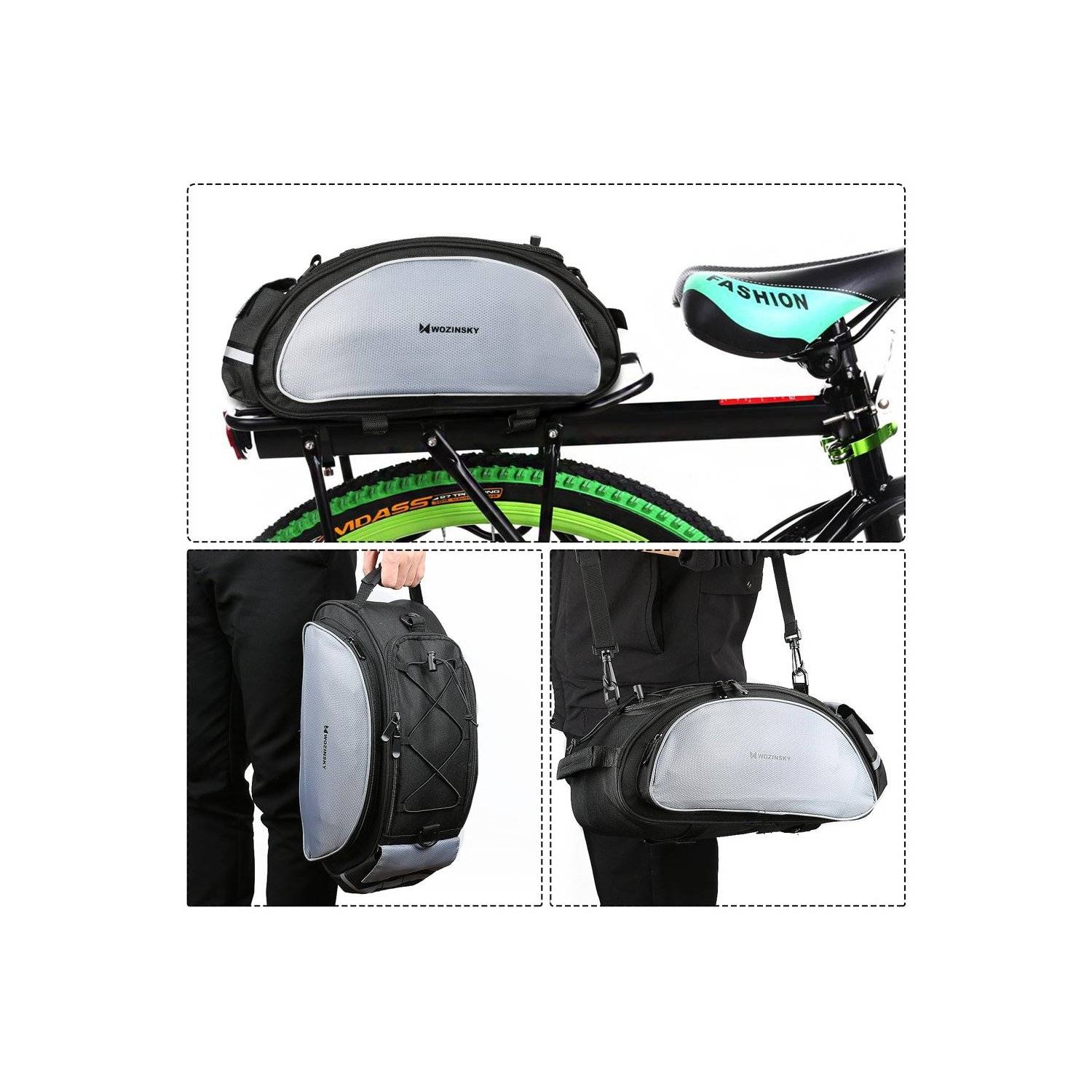 Borsa da bicicletta borsa da viaggio portapacchi borsa da bicicletta a mano con tracolla 13L in nero-4