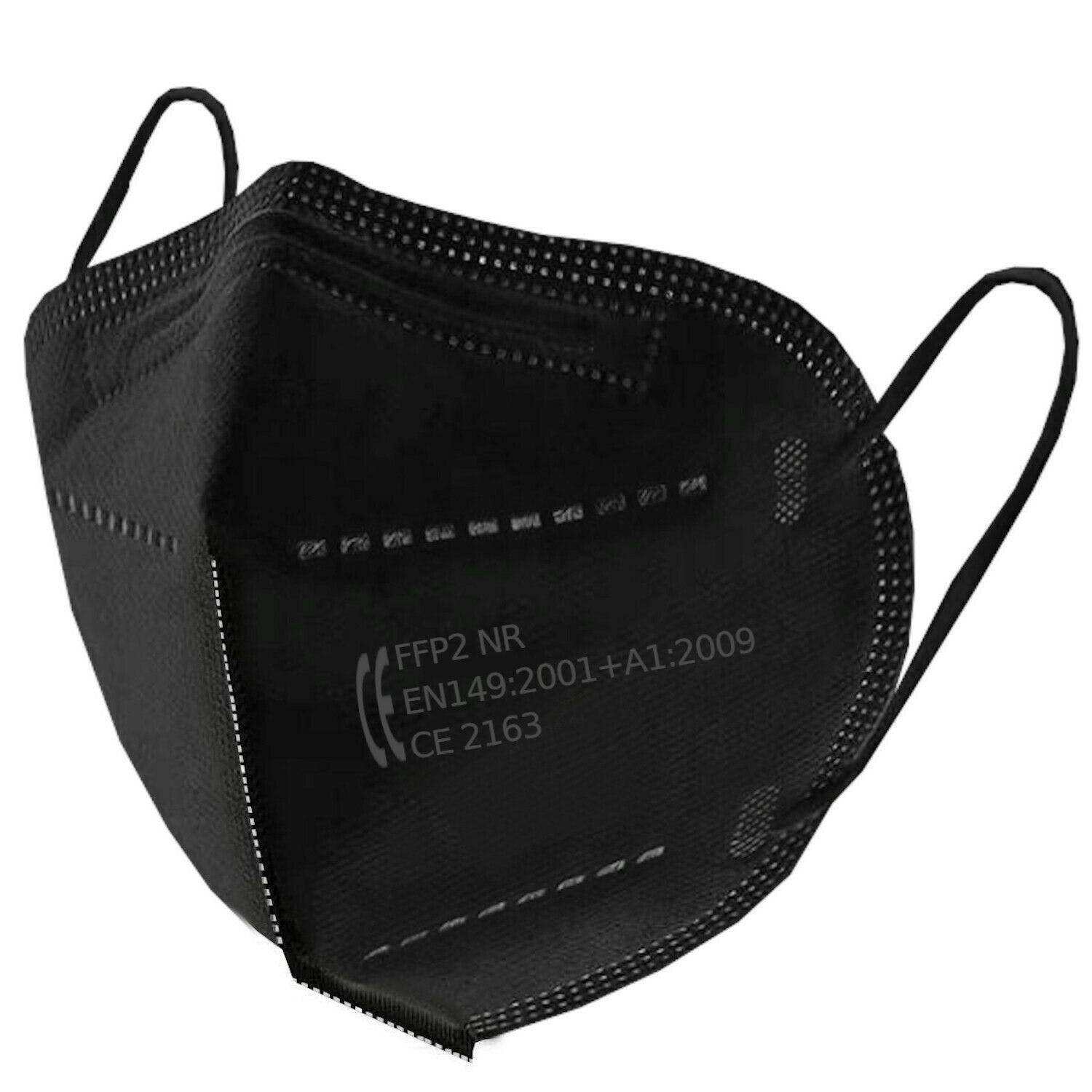 10 x cofi1453FFP2 maschera respiratoria maschera facciale a 5 strati protezione bocca naso CE 2163, nera-1