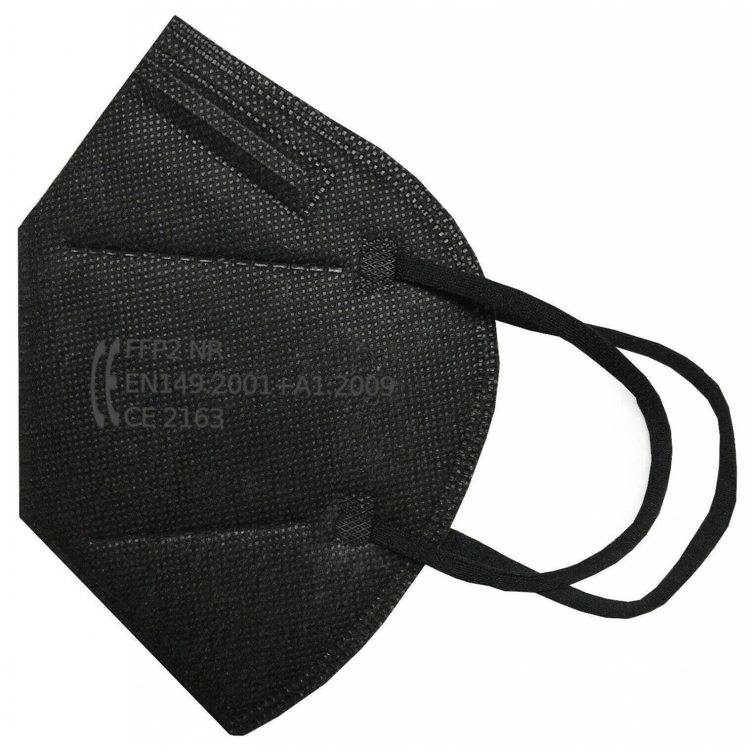 10 x cofi1453FFP2 maschera respiratoria maschera facciale a 5 strati protezione bocca naso CE 2163, nera-2