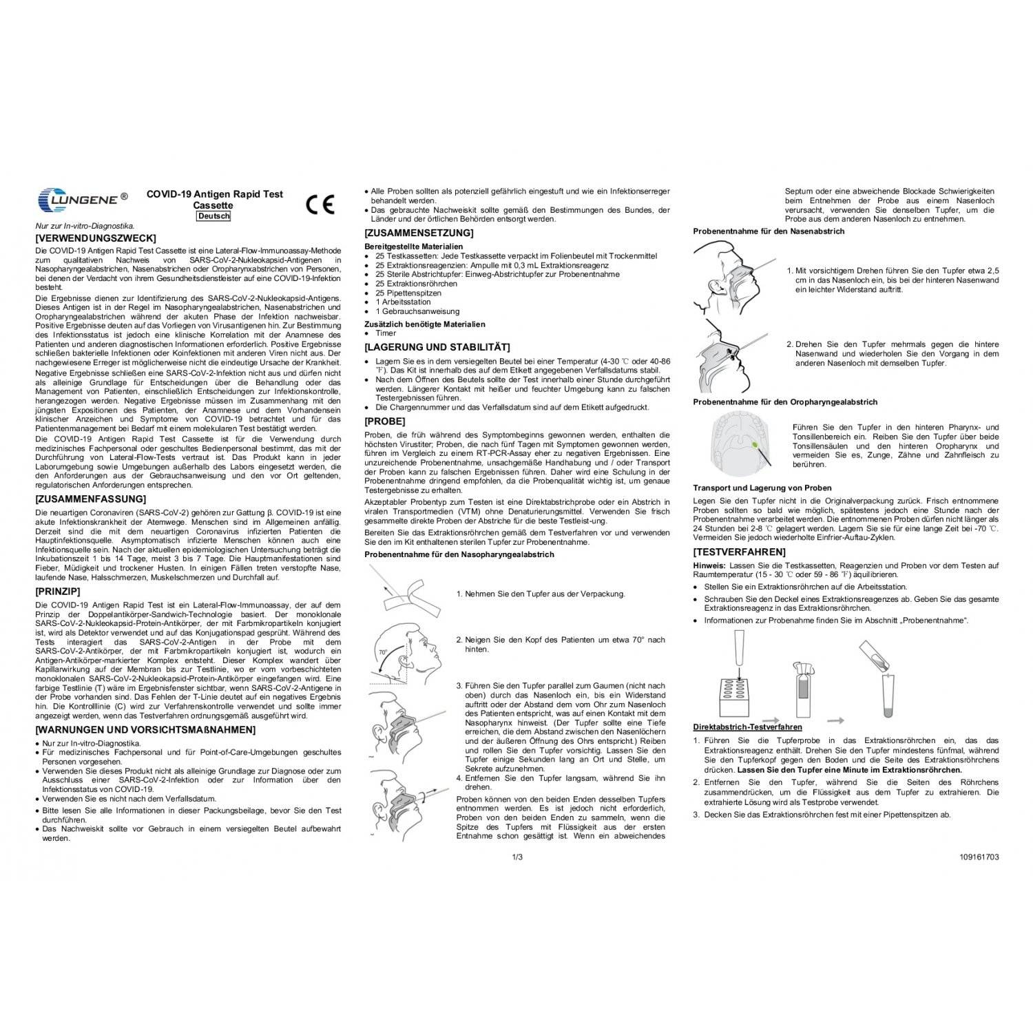Confezione da 50 Clungene COVID 19 Antigene Test Rapido BfArM AT526/22-2