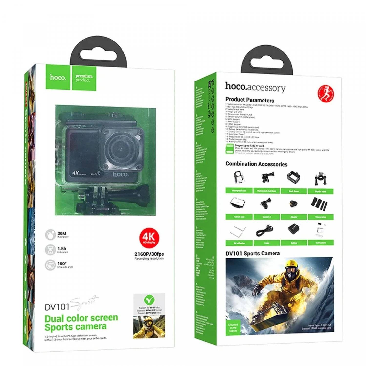 Telecamera sportiva HOCO con due schermi 1.3 + 2 telecamera portatile DV101 nera-4