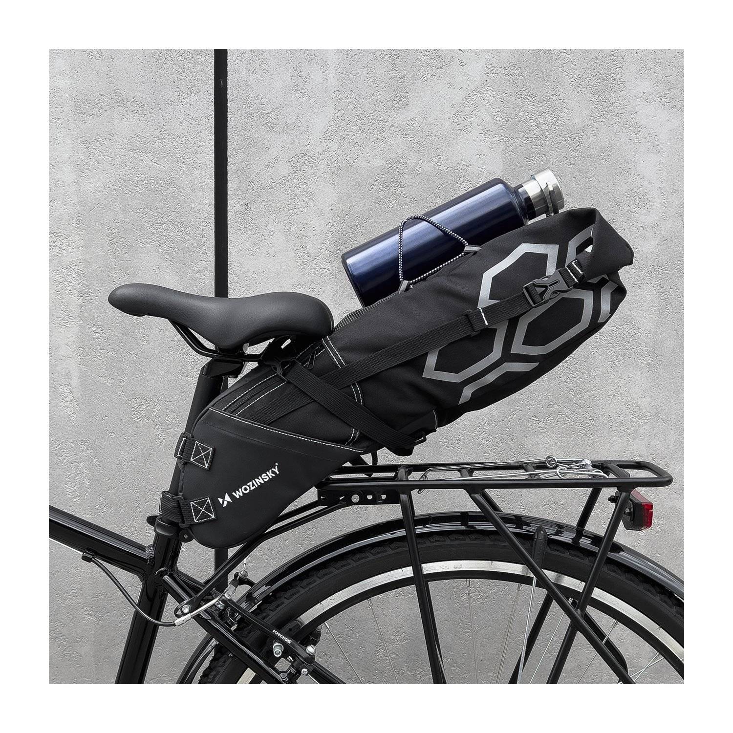 spaziosa borsa da sella per bicicletta borsa da sella grande 12l nera (WBB9BK)-2