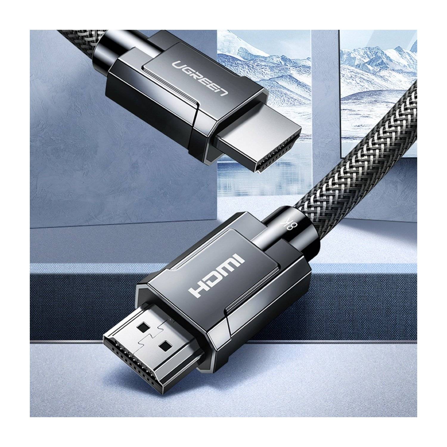 Cavo HDMI 2.1 8K 60Hz4K 120 Hz 3D 48 Gbps HDR VRR QMS ALLM eARC QFT grigio 2m-1