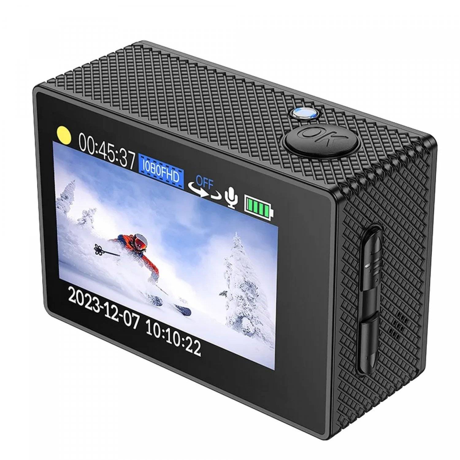 Telecamera sportiva HOCO con 2 schermi DV100 nera con custodia impermeabile-2