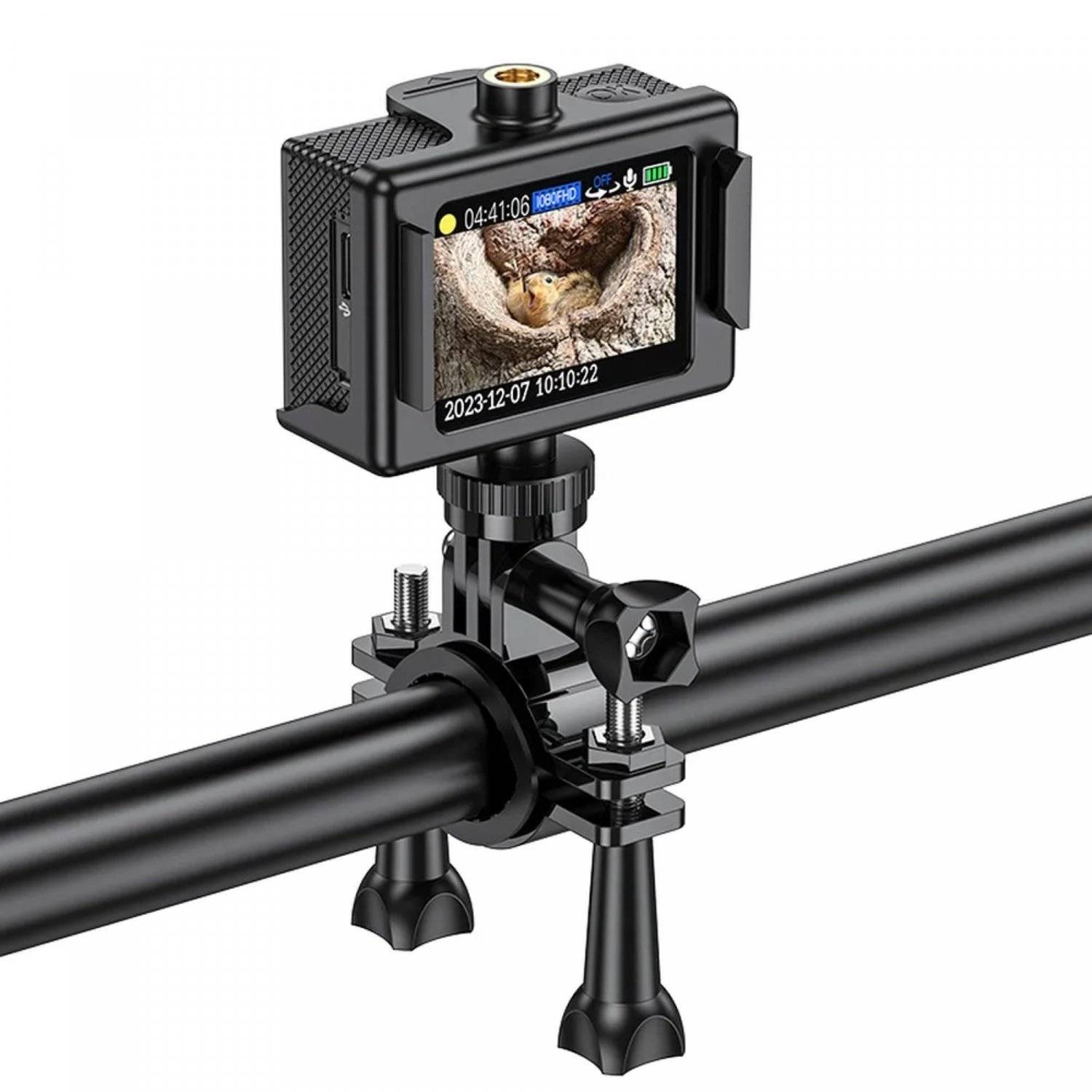 Telecamera sportiva HOCO con 2 schermi DV100 nera con custodia impermeabile-3