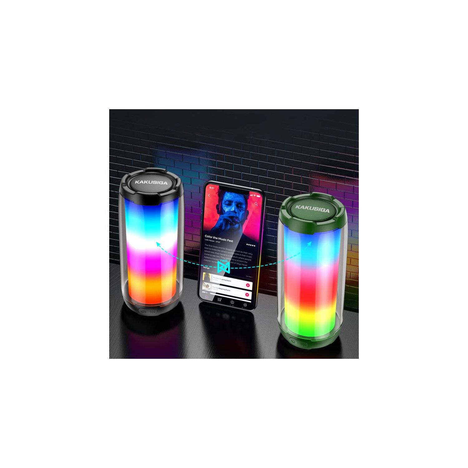 Altoparlante audio Kaku 10W RGB 360 Altoparlante wireless Bluetooth V5.0 Disco USB Aux Scheda TF-4