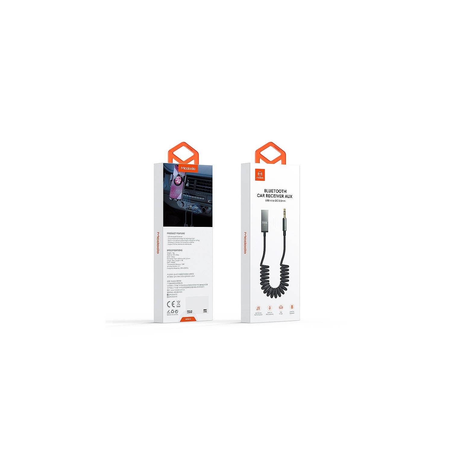 McDodo CA-8700 Cavo ricevitore wireless adattatore Bluetooth Aux da 1,7 m Cavo altoparlante Jack Aux da 3,5 mm-3