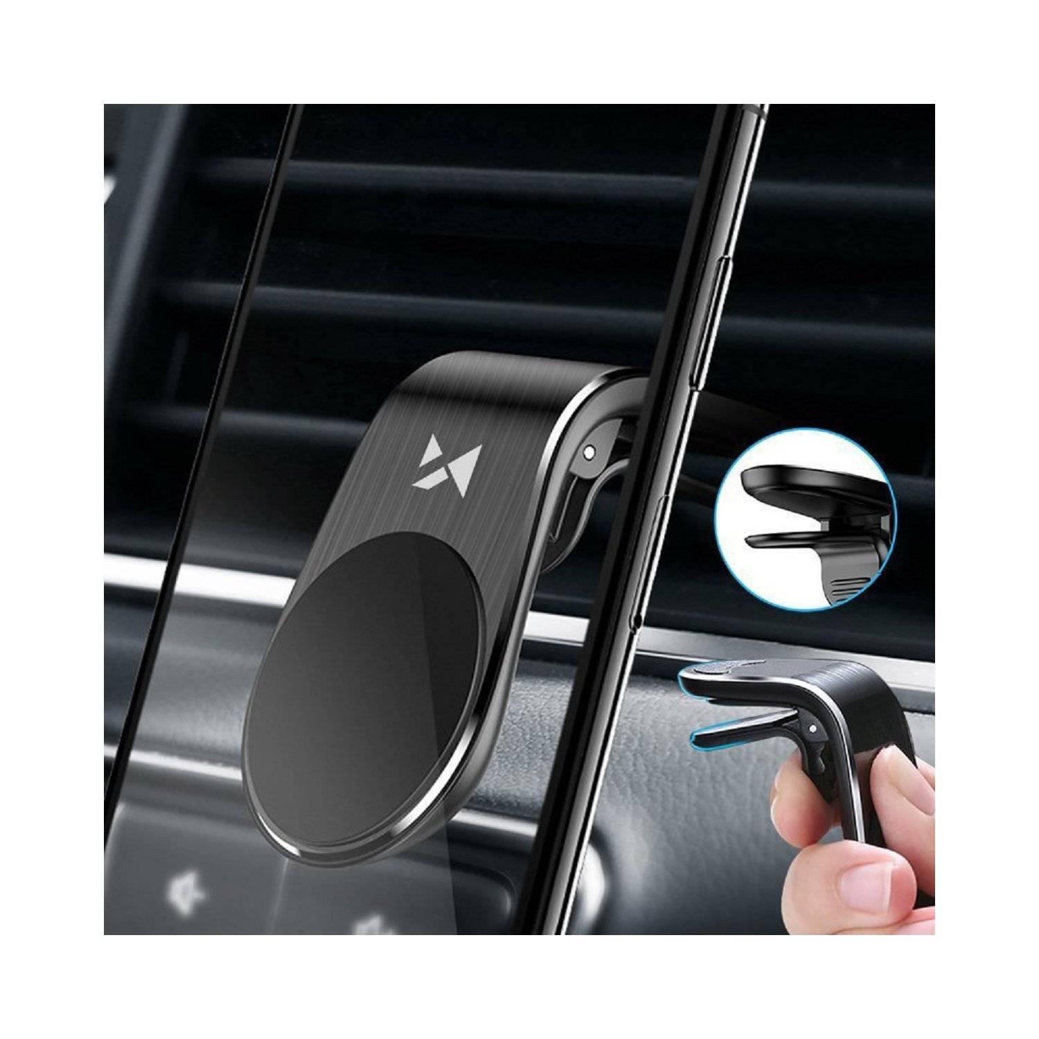 supporto magnetico per cellulare sulla griglia di ventilazione nero (WCH-02)-1