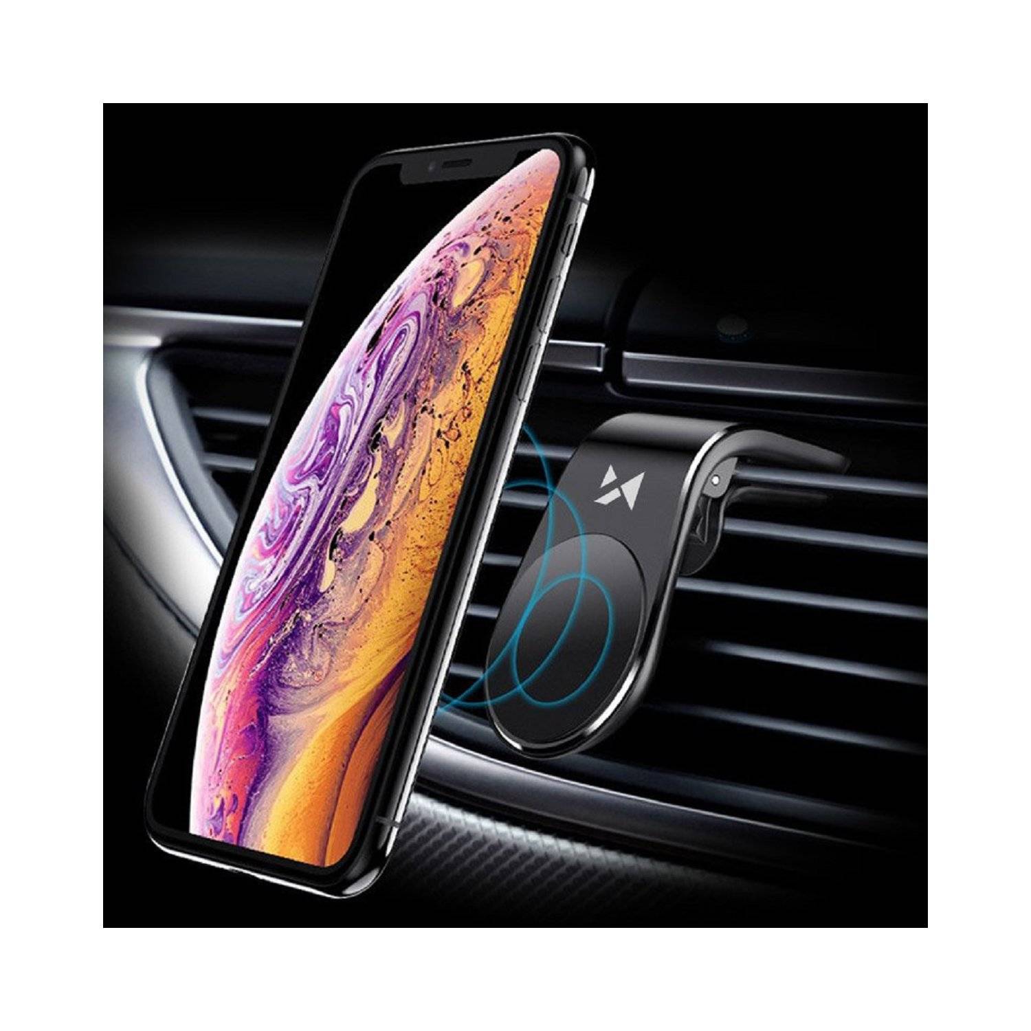 supporto magnetico per cellulare sulla griglia di ventilazione nero (WCH-02)-2