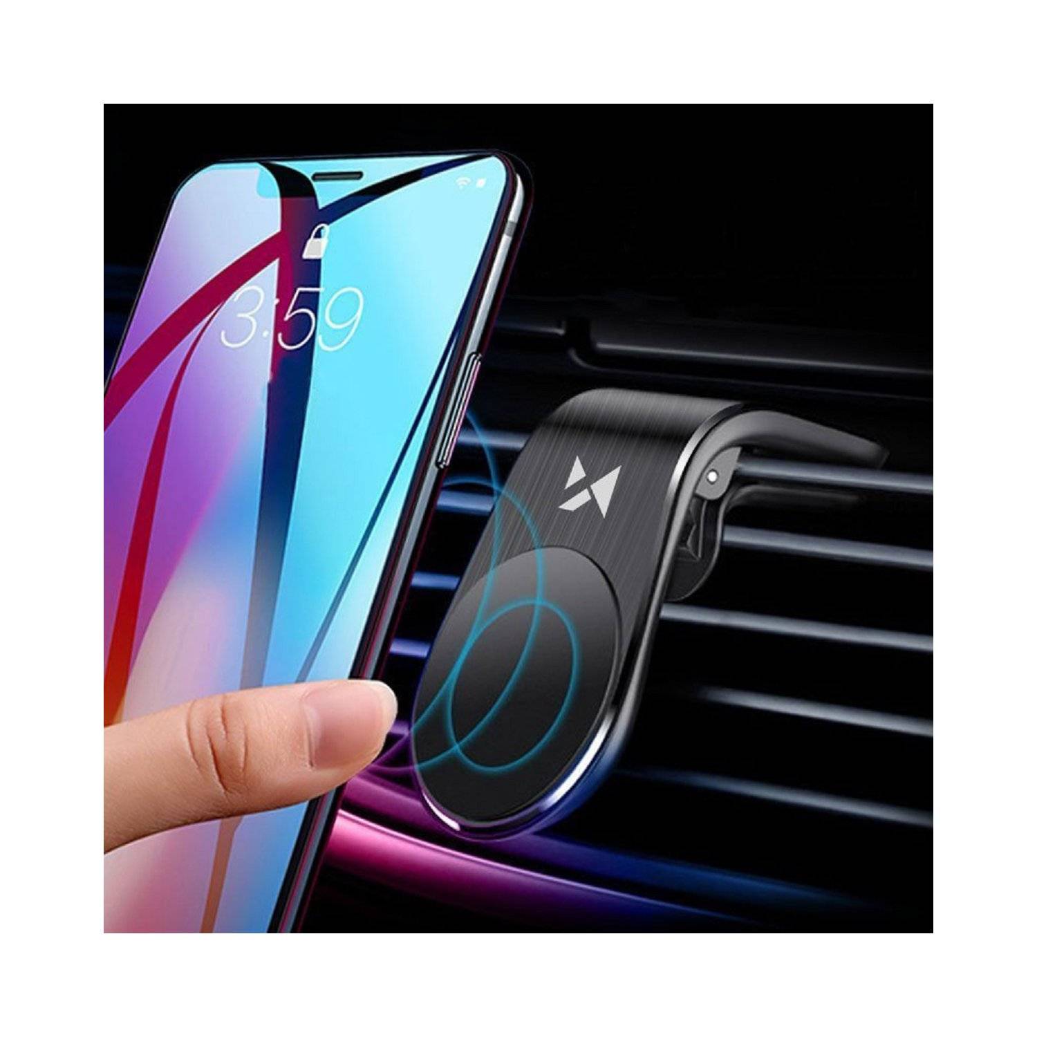 supporto magnetico per cellulare sulla griglia di ventilazione nero (WCH-02)-3
