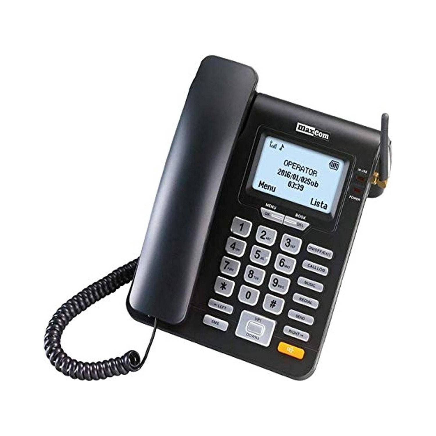 Telefono da scrivania aziendale GSM dual band con filo Maxcom Comfort MM28D 2G - nero/argento-0